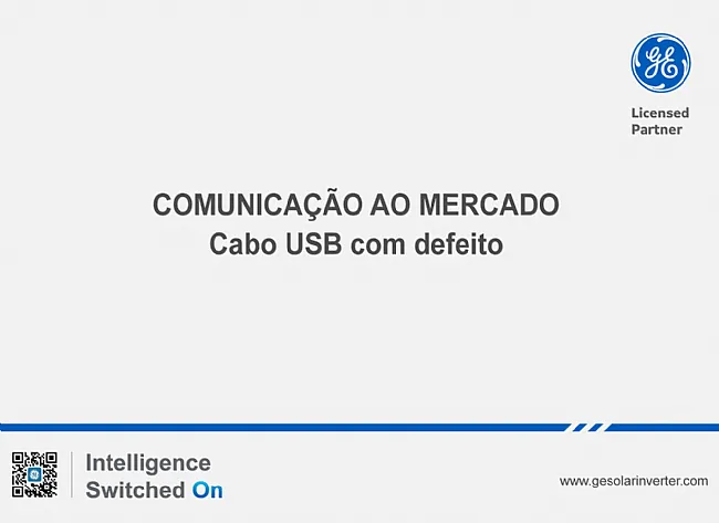 COMUNICAÇÃO AO MERCADO - Cabo USB com defeito